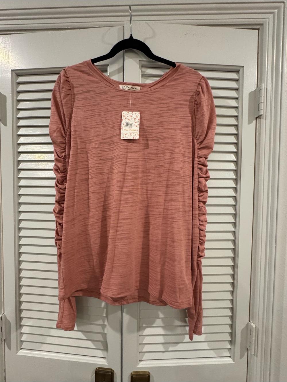 We The Free Ruched-Sleeve Long Sleeve Top - Rose